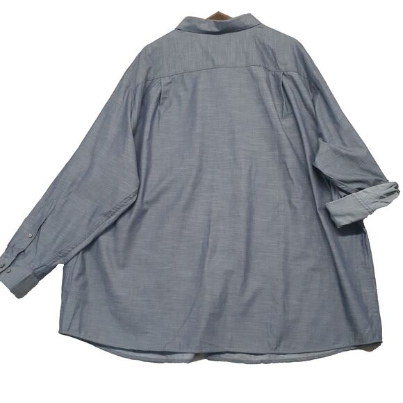 Synrgy Men's 3XL Blue Chambre Button Up Shirt Long Sleeve Casual Roll Tab Sleeve - Picture 7 of 8